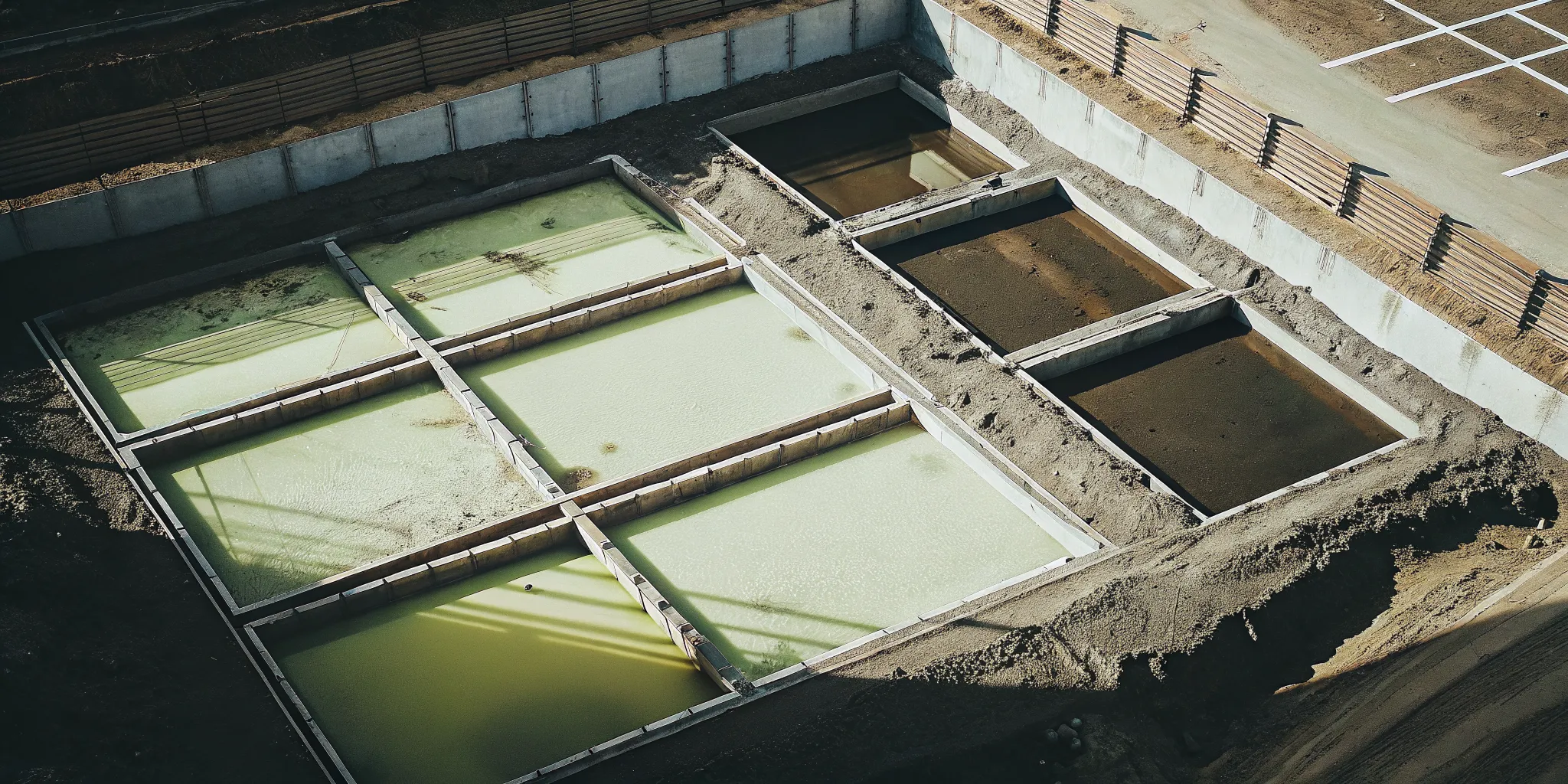 Aerial view of a Texas construction site with silt fences, sediment basins, and active erosion control measures in place for stormwater compliance