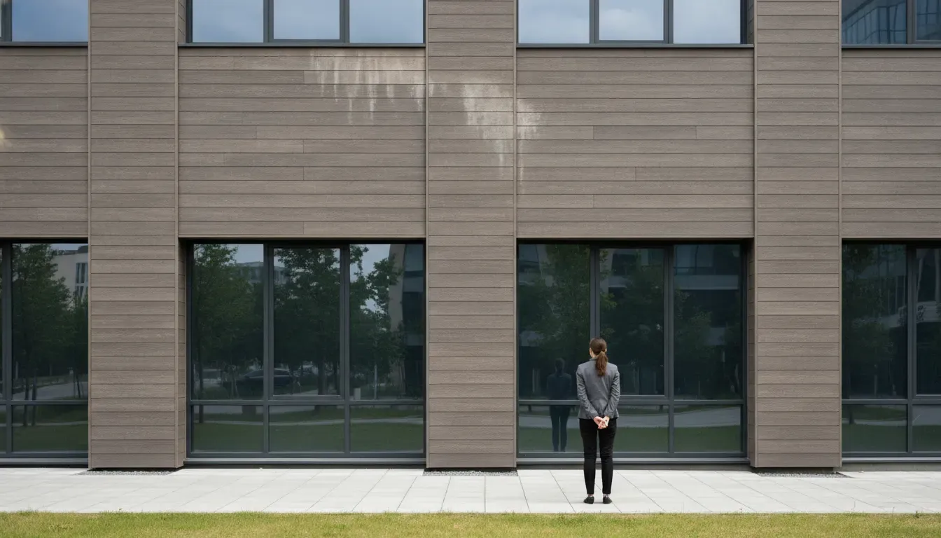 Consistent composite exterior cladding on a contemporary commercial building