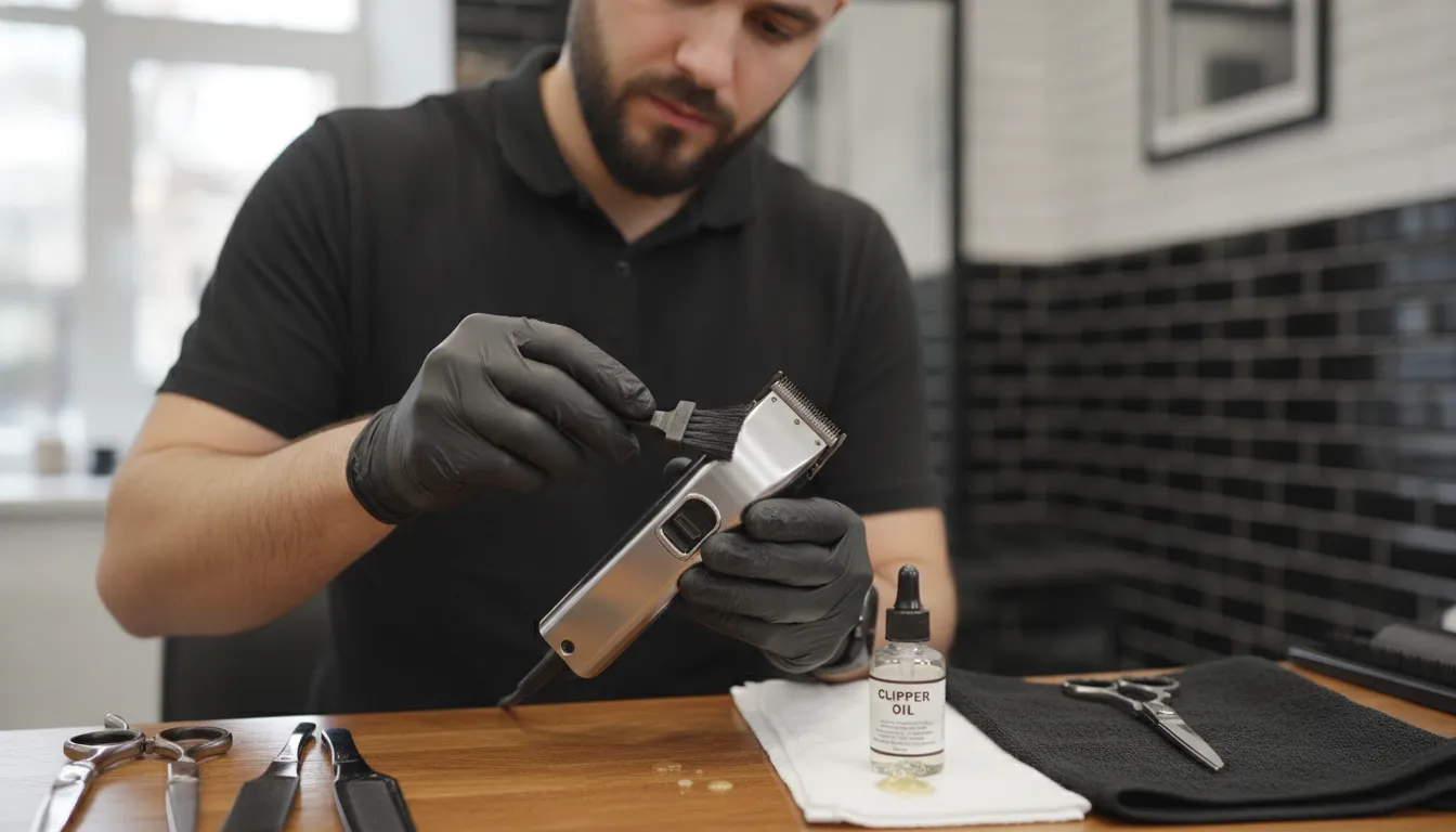 Barber performing maintenance after asking why do hair clippers get hot