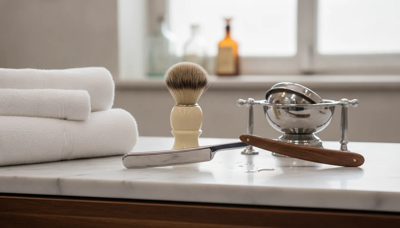 Clean tools for straight razor shaving for barbers