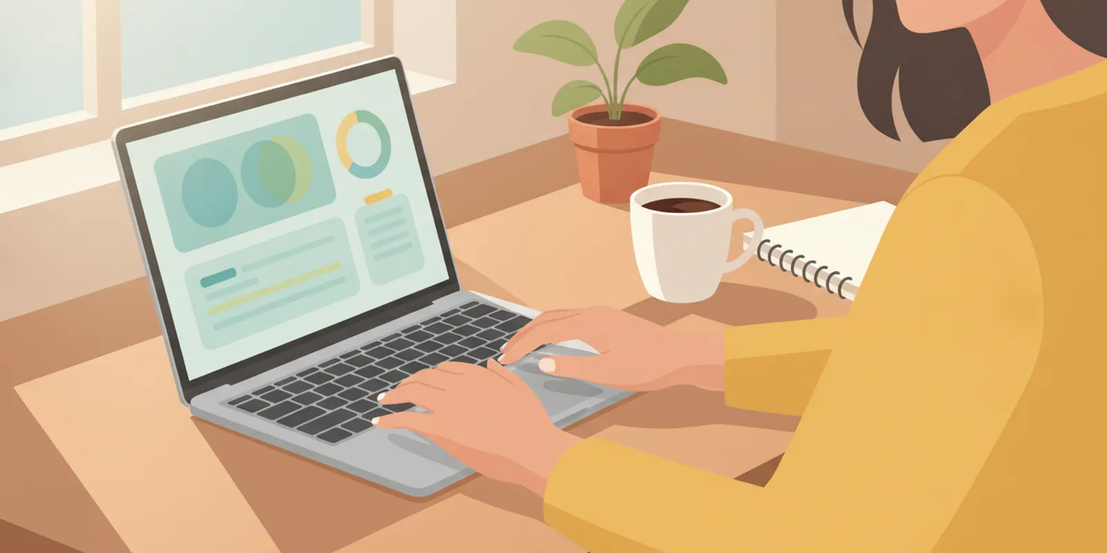 Filipino remote worker reviewing payment details on a laptop at a bright home desk