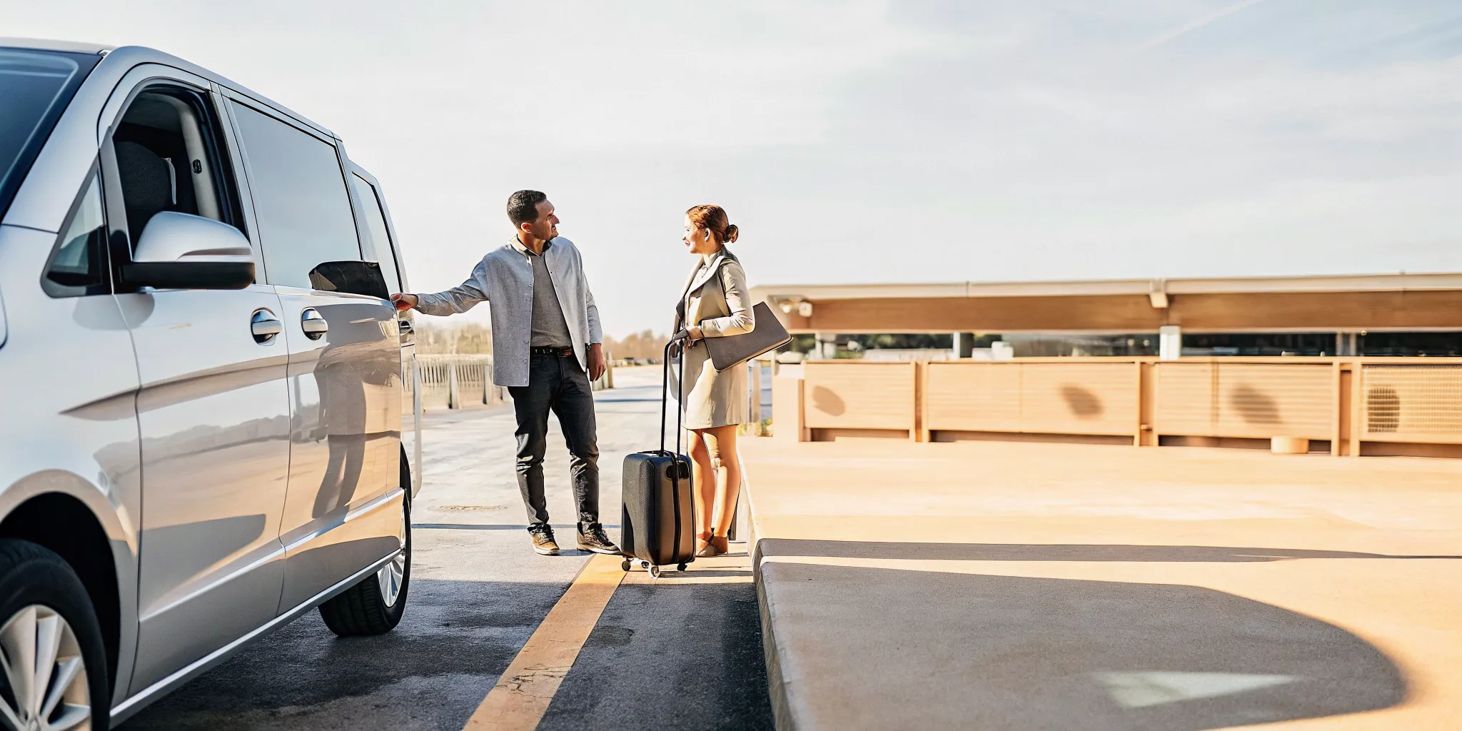 Family travelers meeting their private LAX airport pickup driver