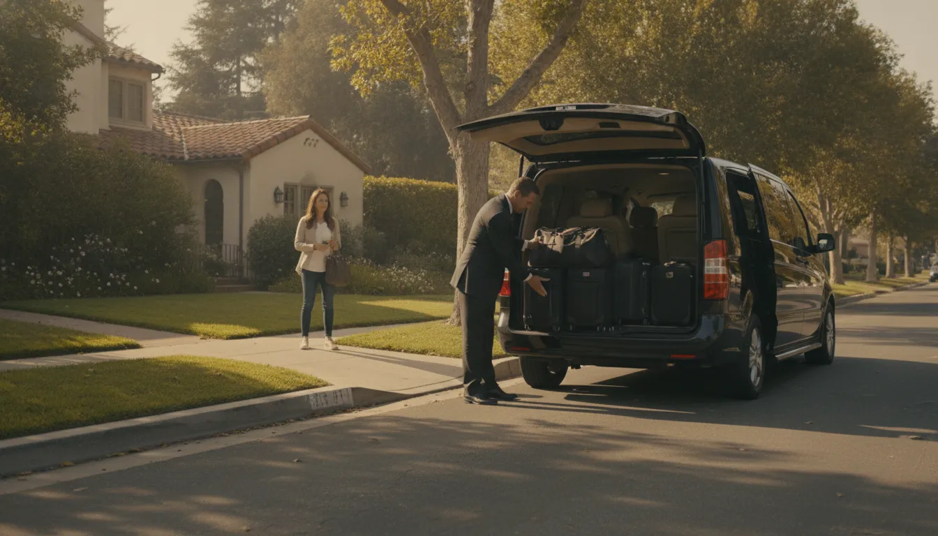 Chauffeur loading luggage for a Pasadena to LAX airport transfer