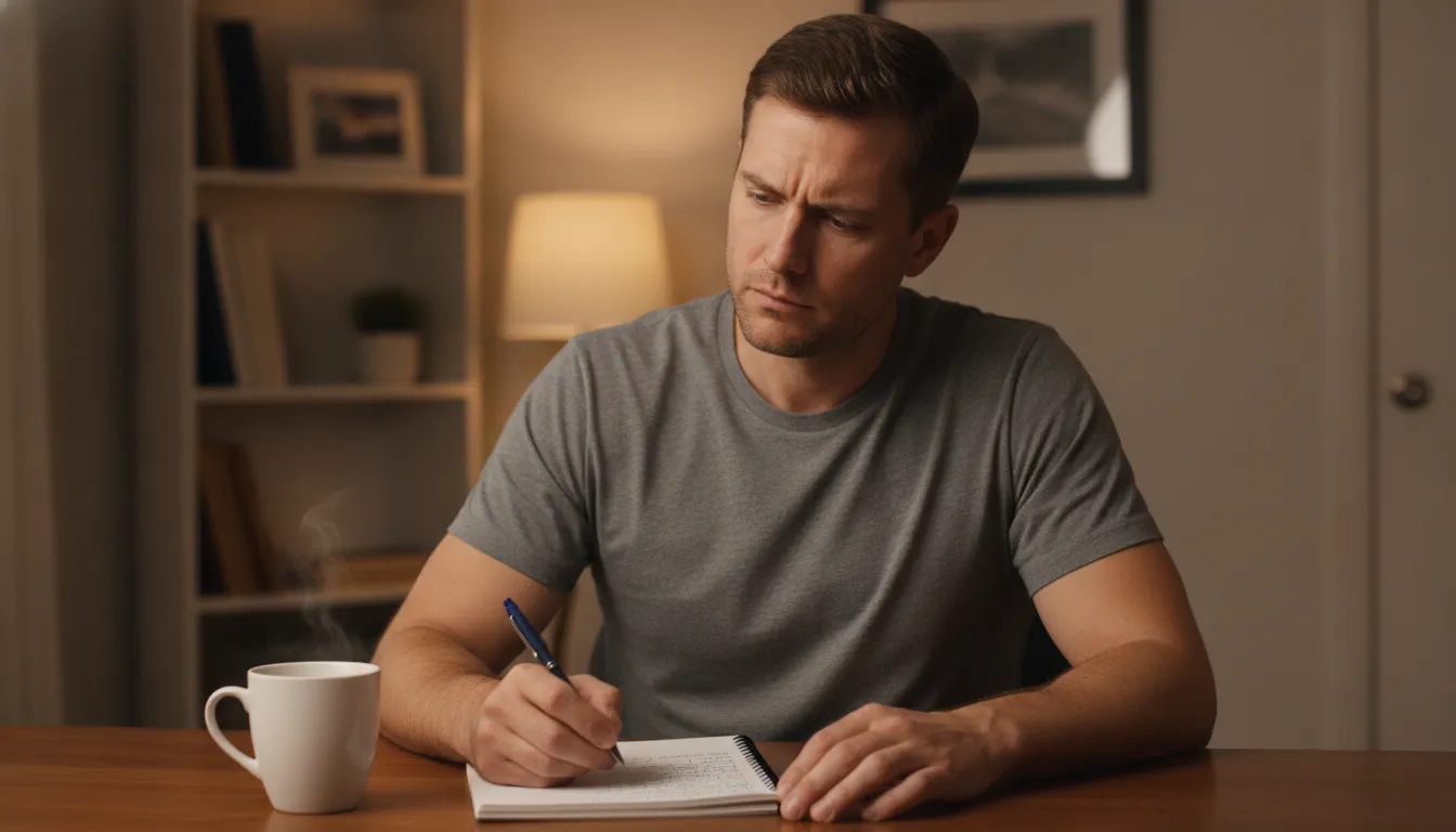 Veteran tracking anxiety VA rating symptoms in a notebook
