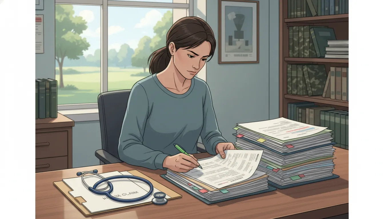 Veteran reviewing medical records for a VA independent medical opinion cost decision