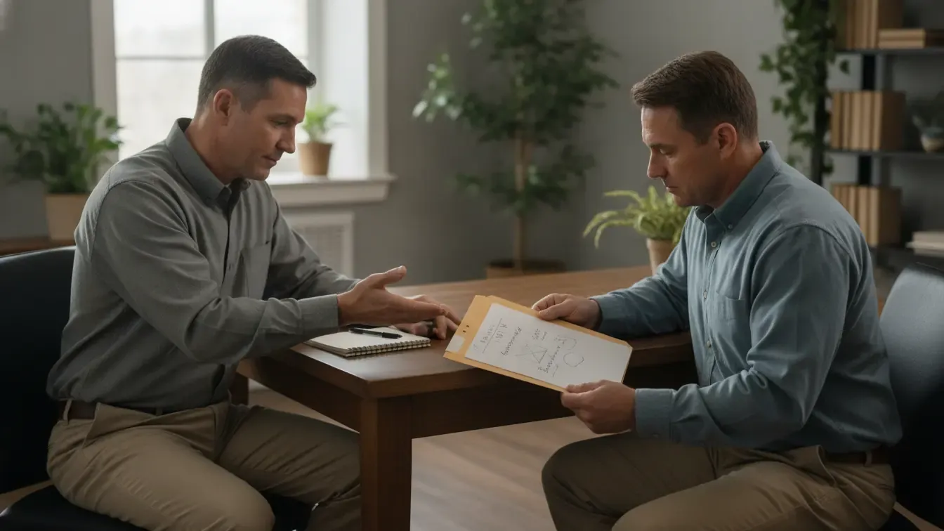 Veteran coach reviewing sinusitis VA rating documentation with a veteran