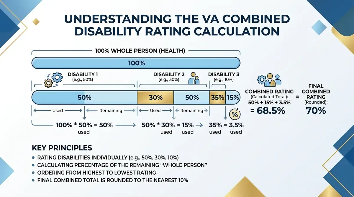 VA disability claim evidence checklist showing diagnosis service event and nexus requirements