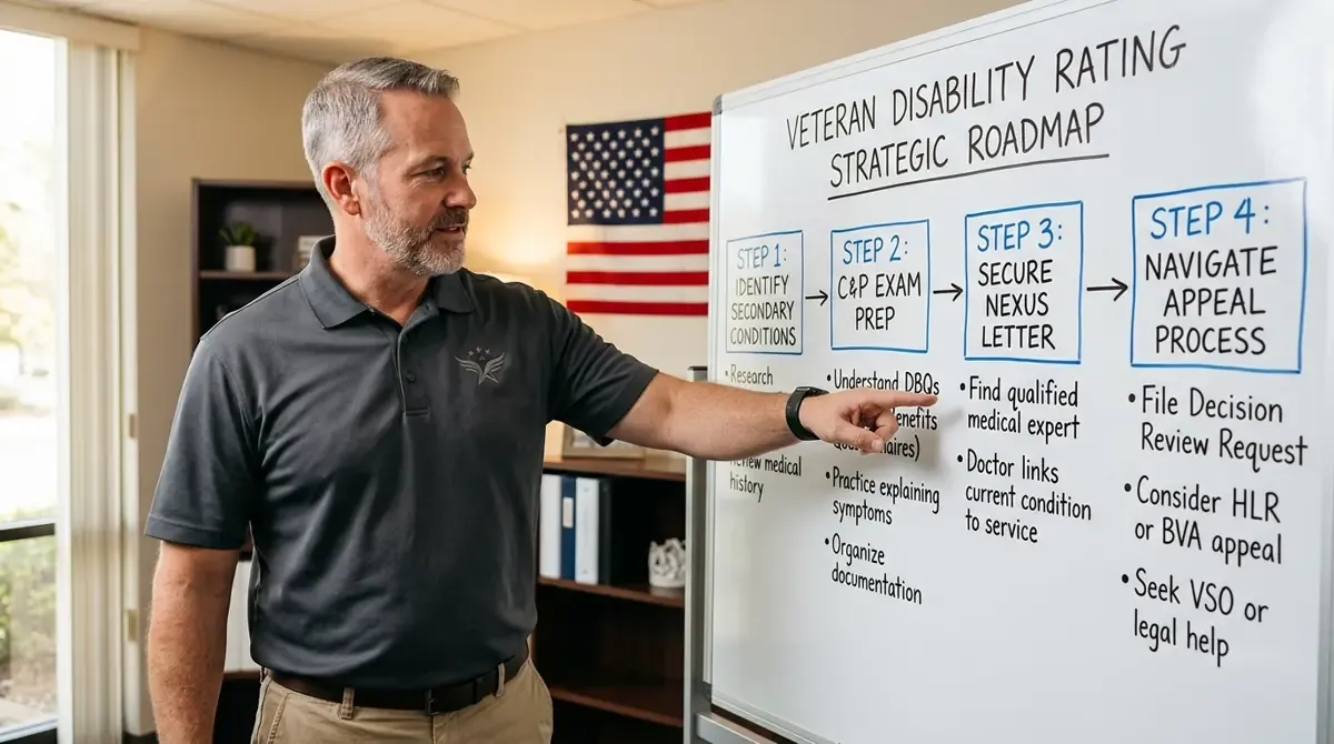 Veteran preparing for a C&P exam with notes about symptoms flare-ups and daily limitations