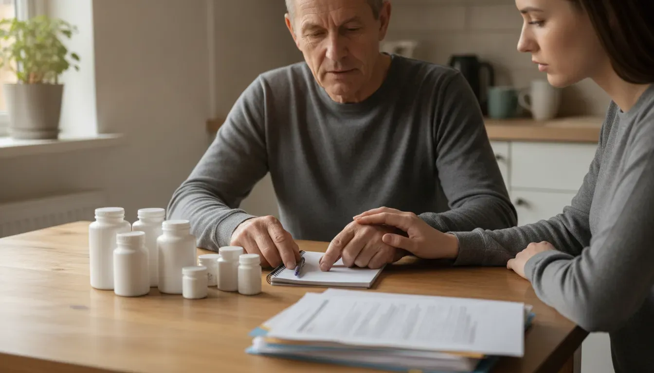 Veteran organizing GERD medication and symptom evidence with family support