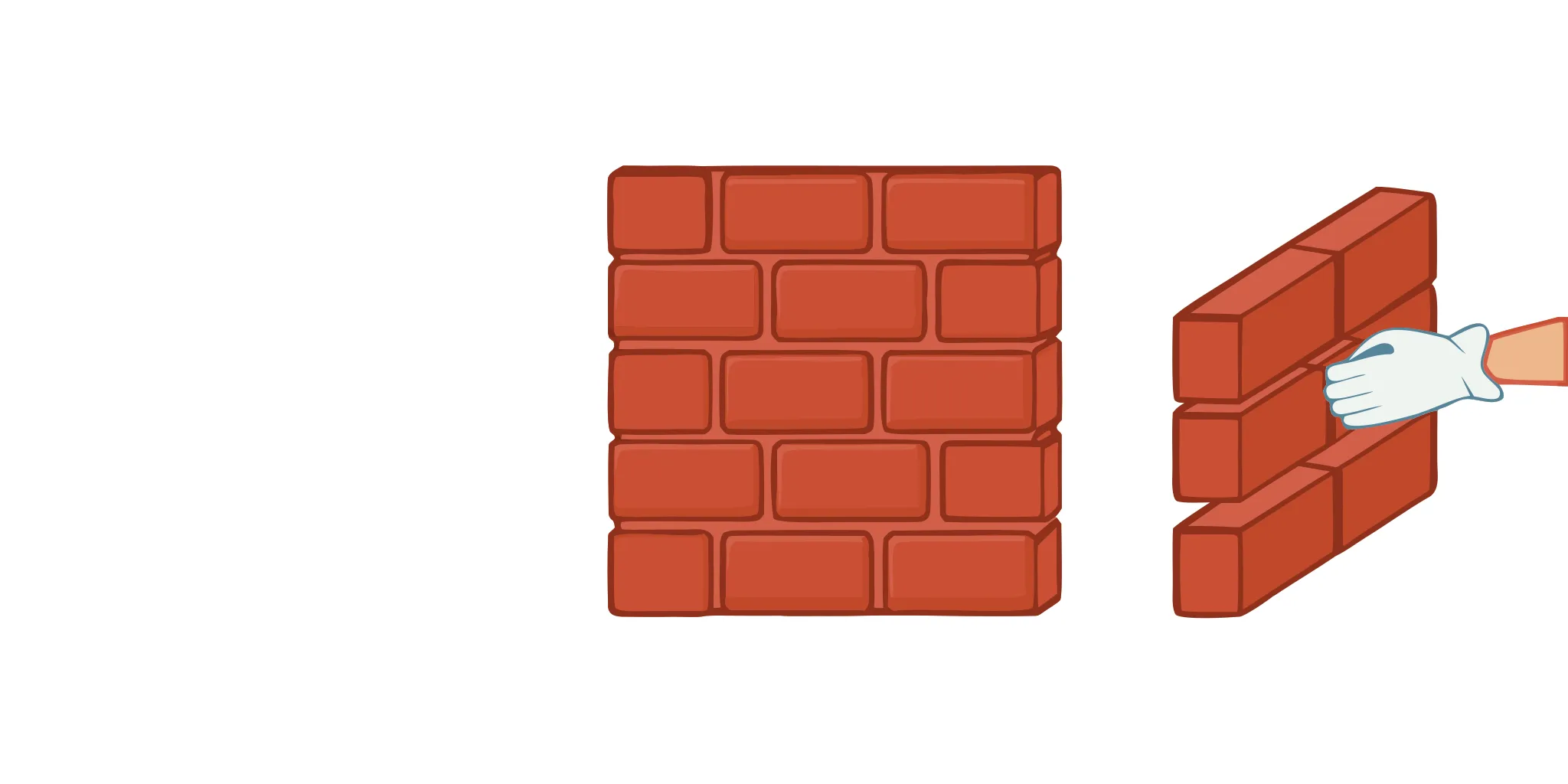 A professional performs concrete masonry repair on a damaged brick wall.