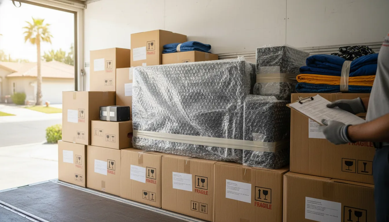 Fragile items and electronics documented for moving insurance California protection