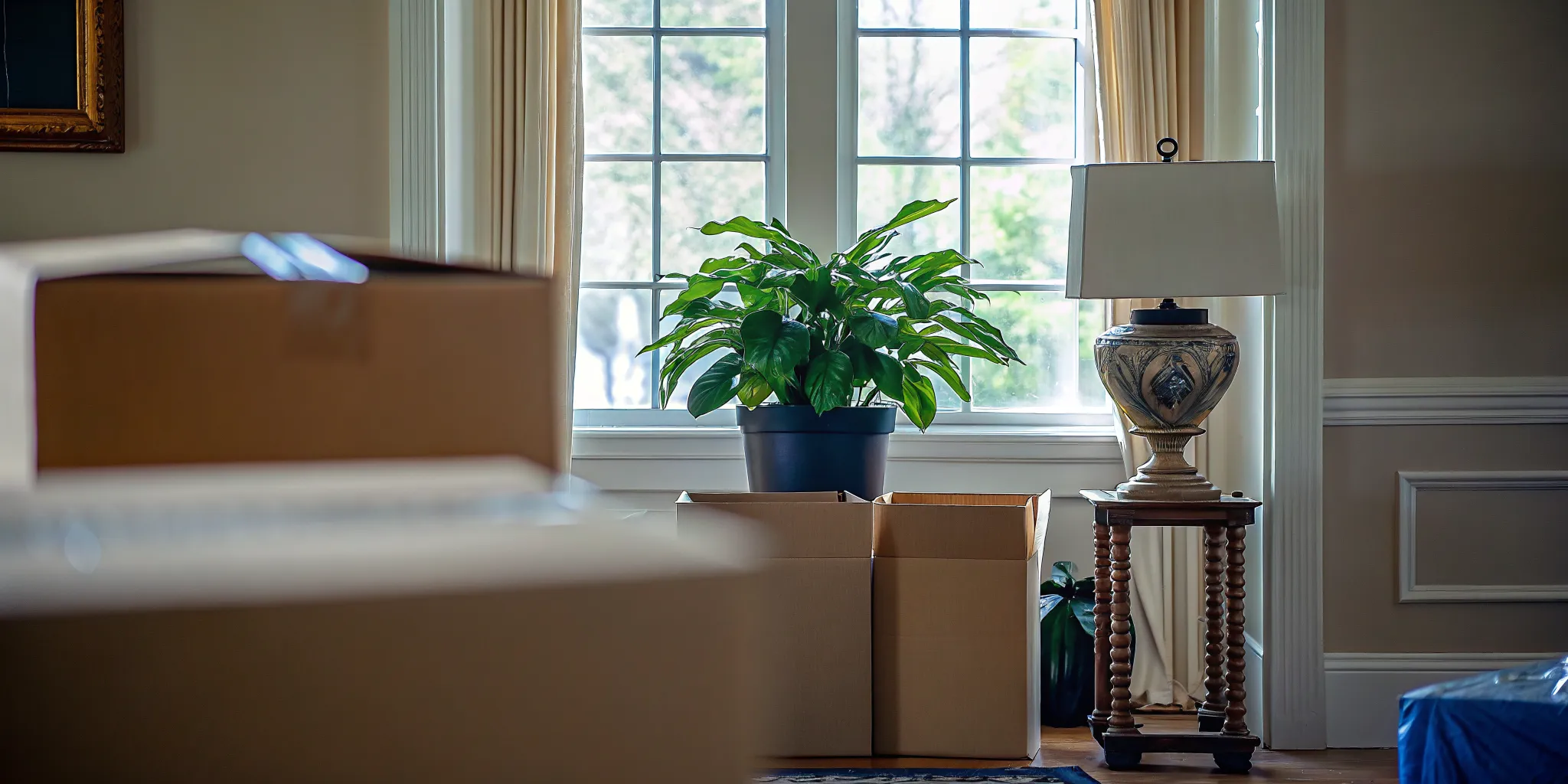 Houseplants recovering in gentle natural light after a move