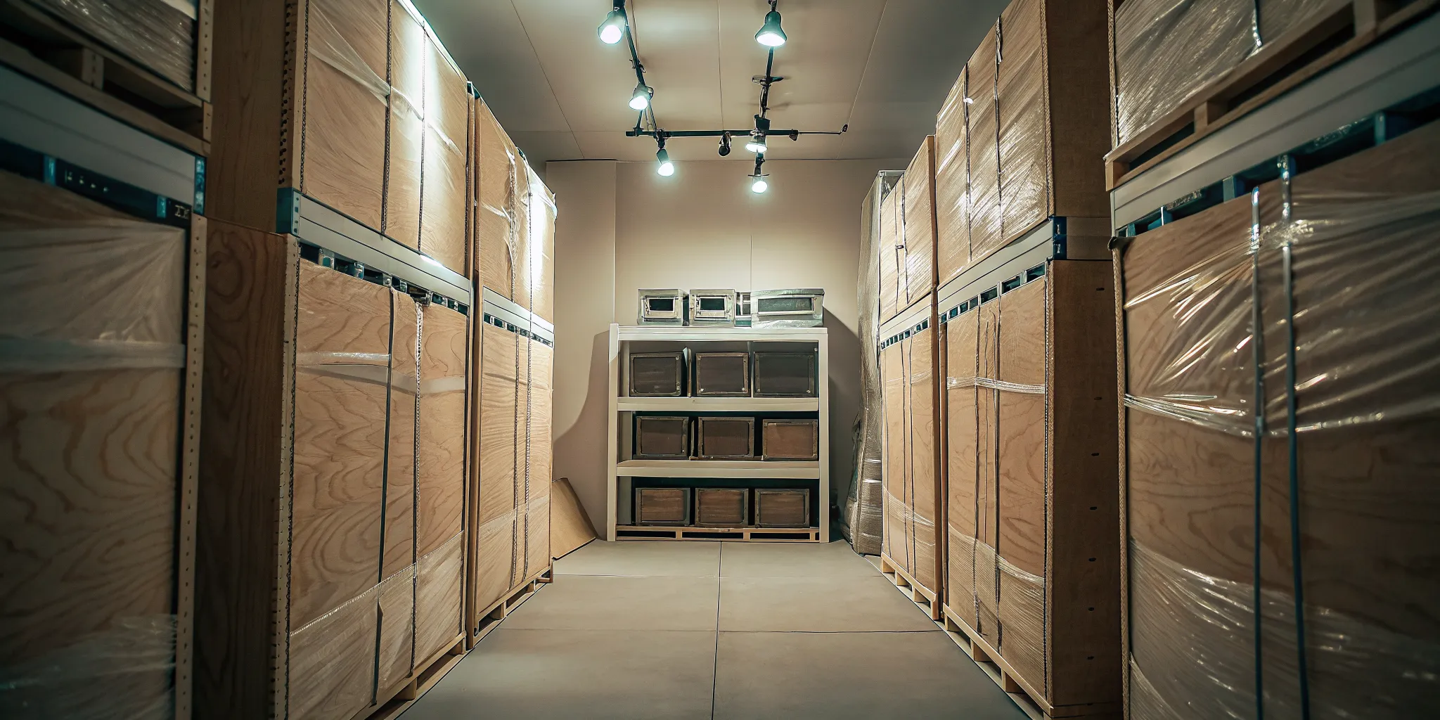 Organized climate controlled storage facility protecting furniture and electronics