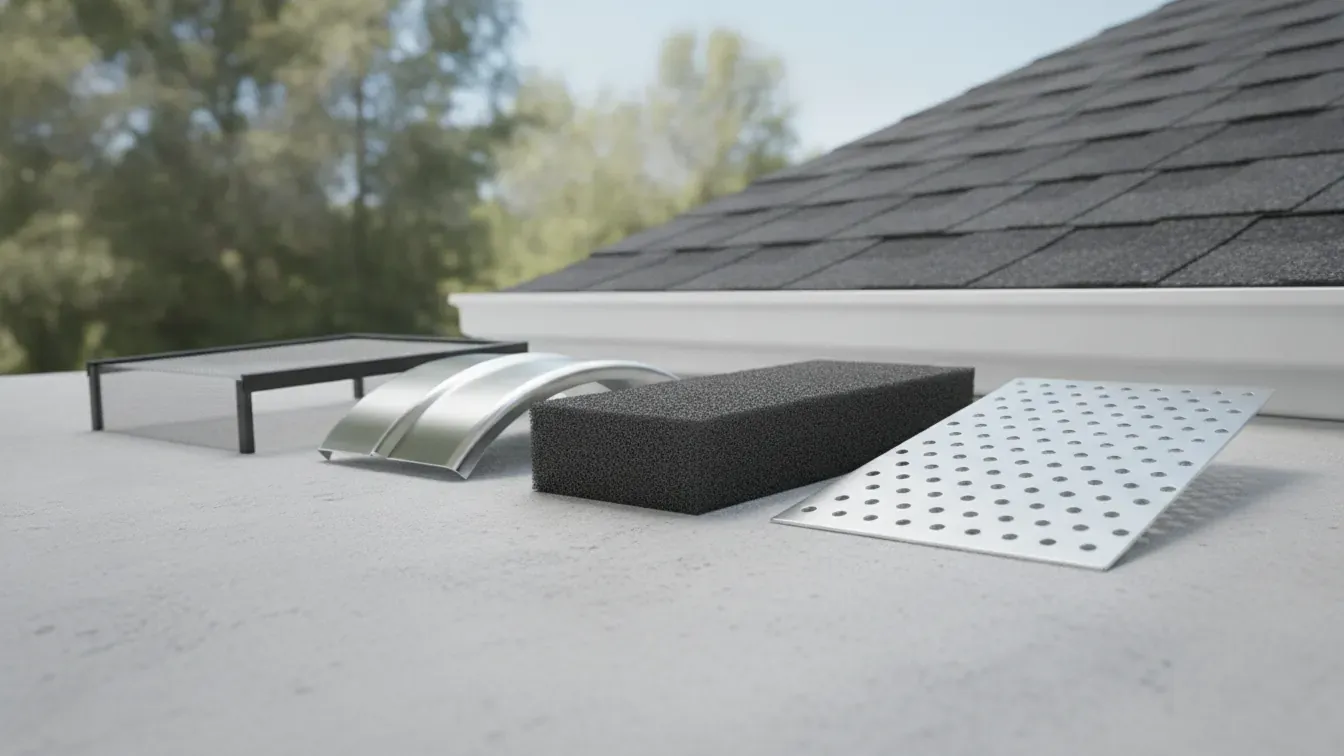 Unbranded examples of four gutter guard types