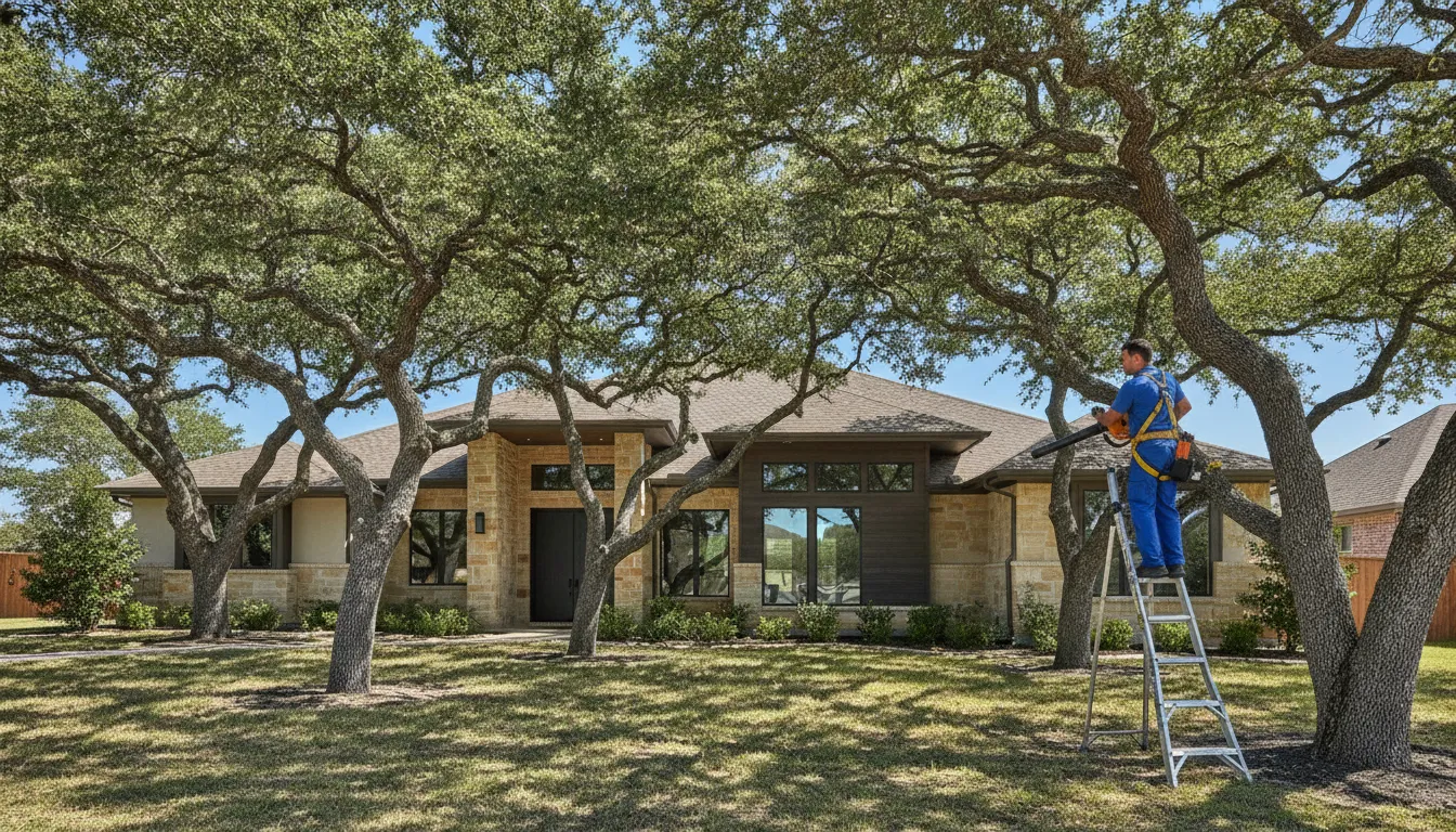Professional technician clearing debris from a Southlake home gutter