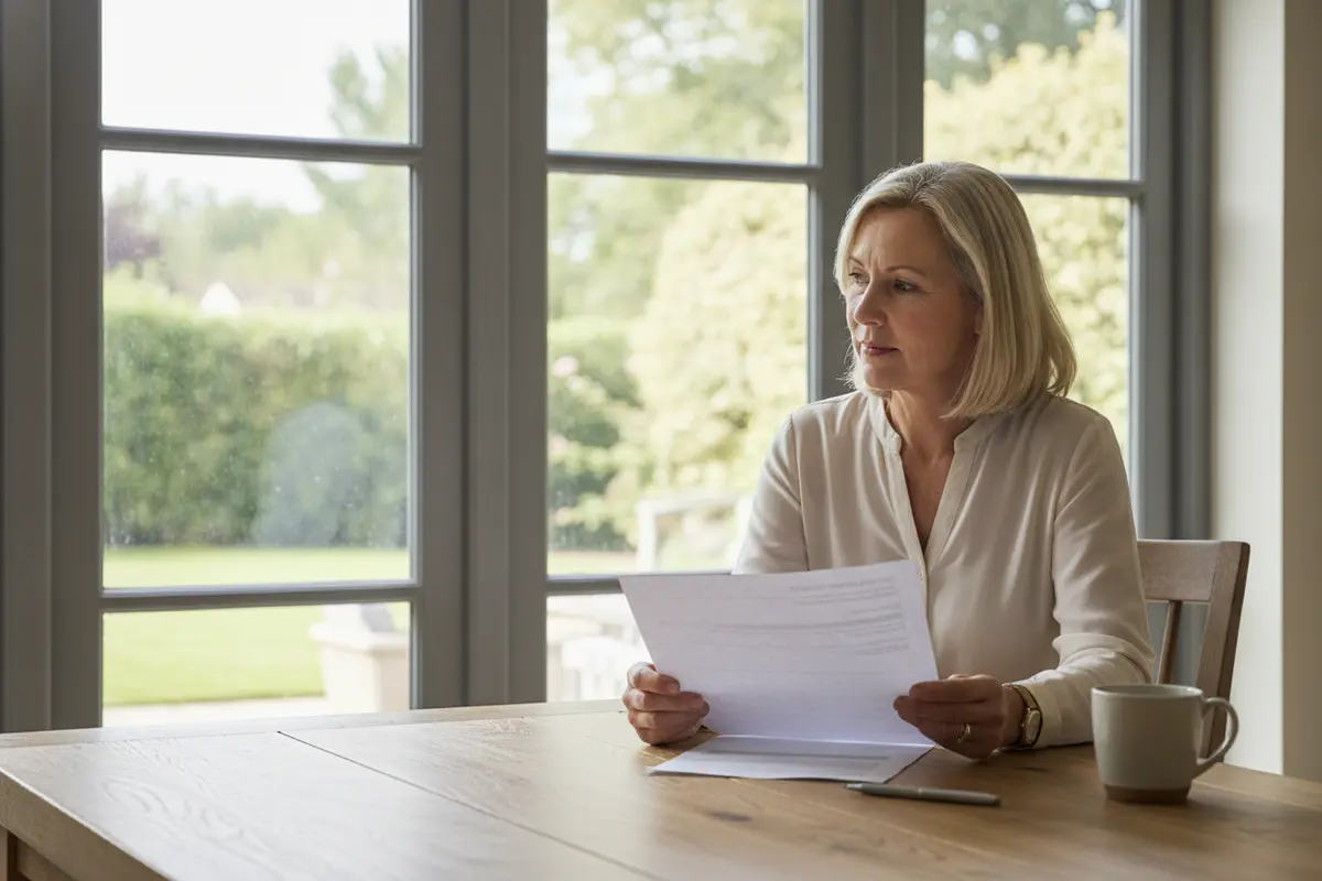 Homeowner reviewing a window cleaning estimate before scheduling service