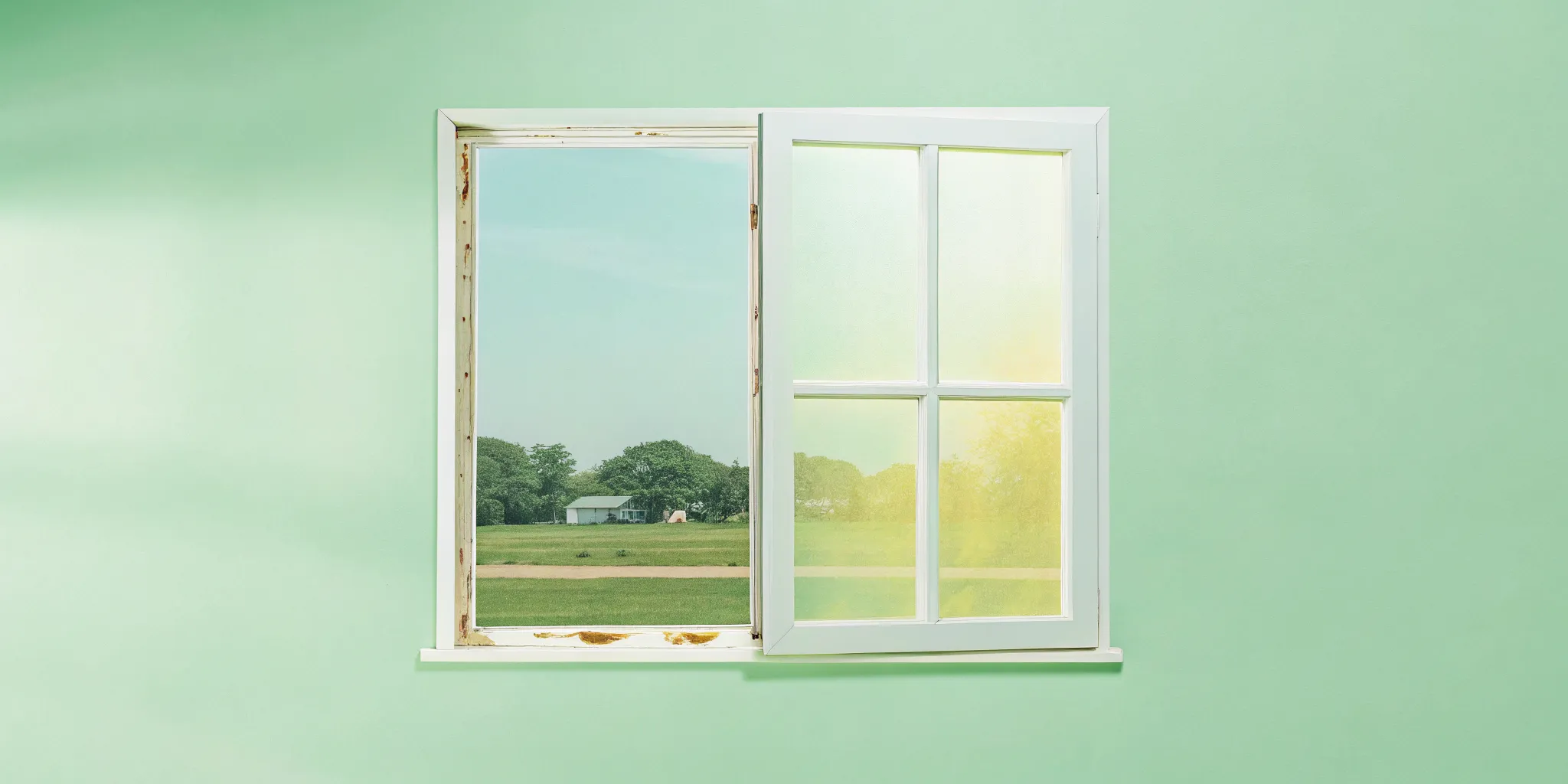 Side-by-side comparison of dirty and clean windows on a Southlake home