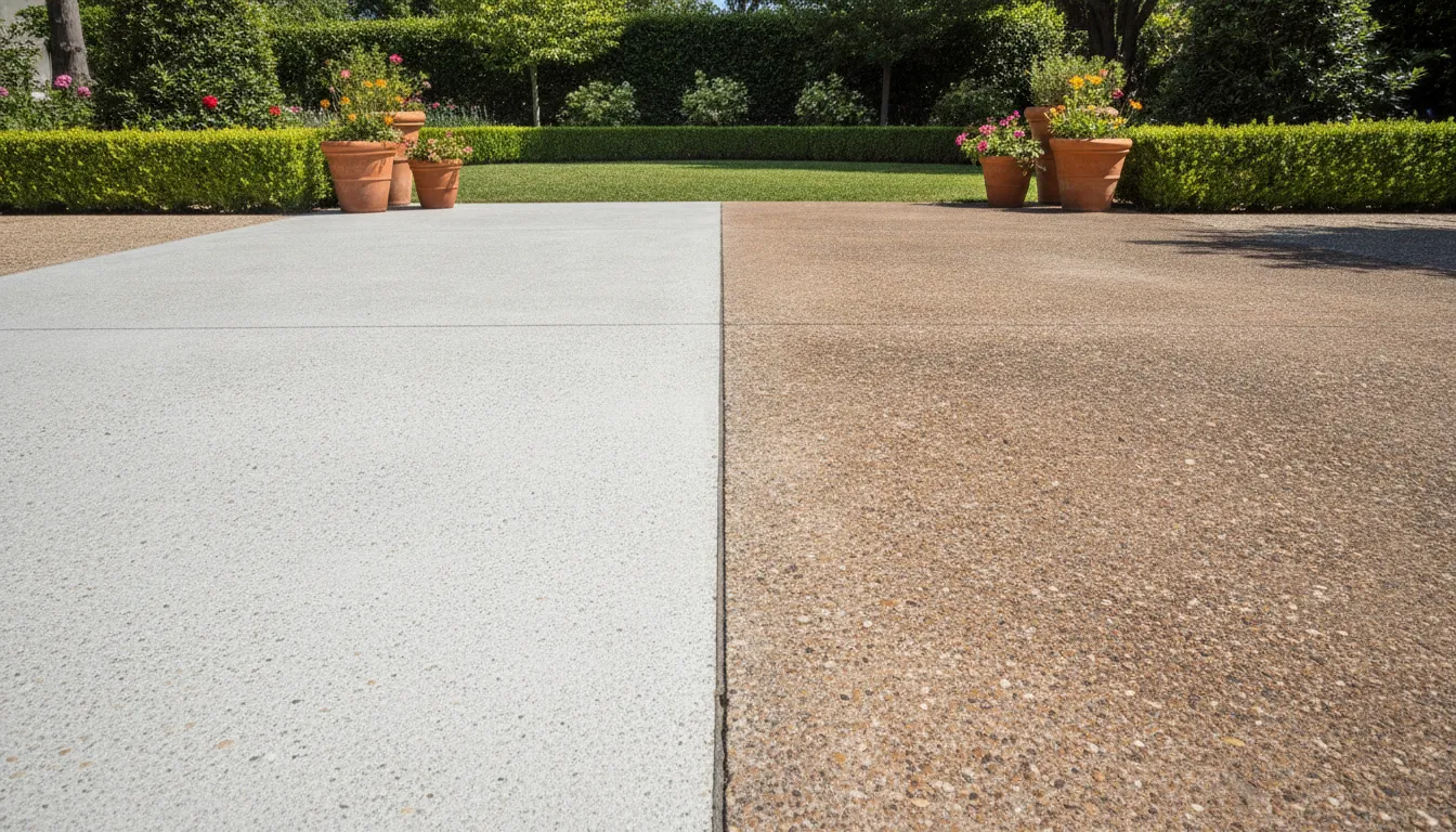 Cleaned concrete patio surfaces treated with professional pressure washing in Southlake