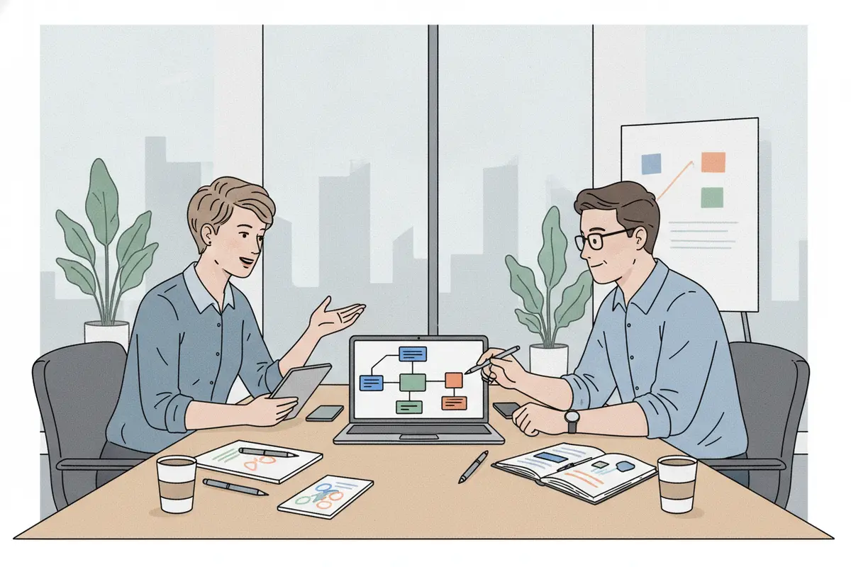 Business product lead and Salesforce technical specialists align on a prioritized delivery plan