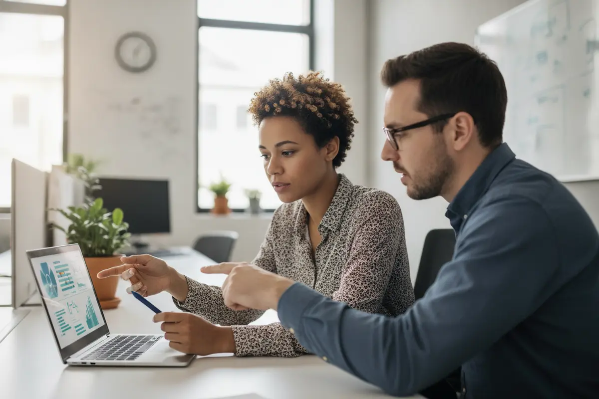 Employee reviewing an exception flagged in a business workflow