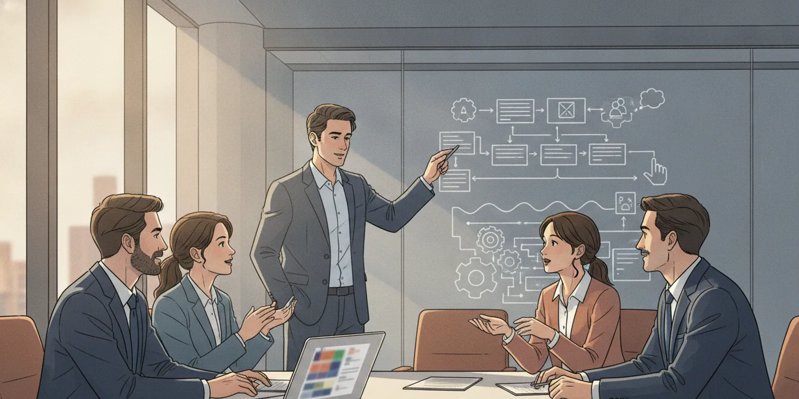 Leaders reviewing Salesforce AI guardrails in an AI-assisted workflow