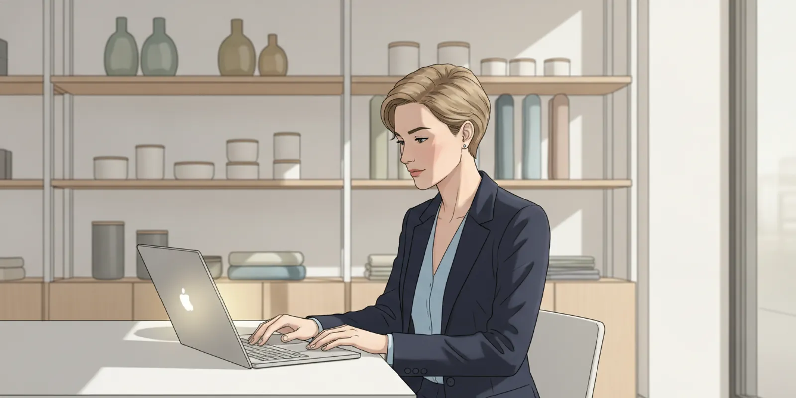 Retail operations leader reviewing customer and inventory workflows on a laptop