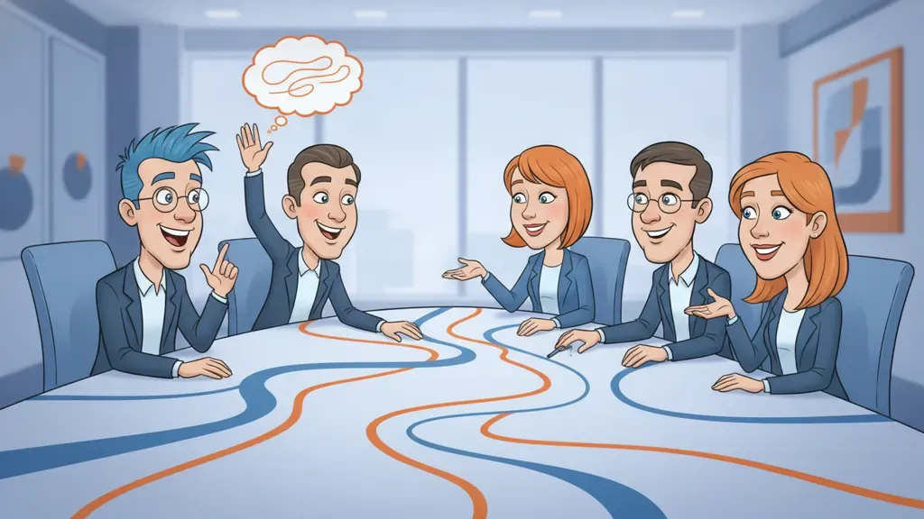 Salesforce implementation stakeholders discussing a new request within a defined project boundary