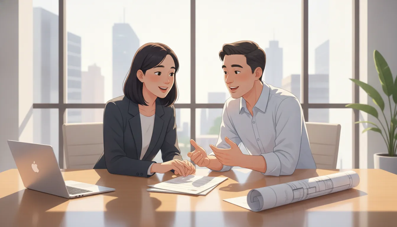Consultants reviewing a Salesforce scope of work agreement together