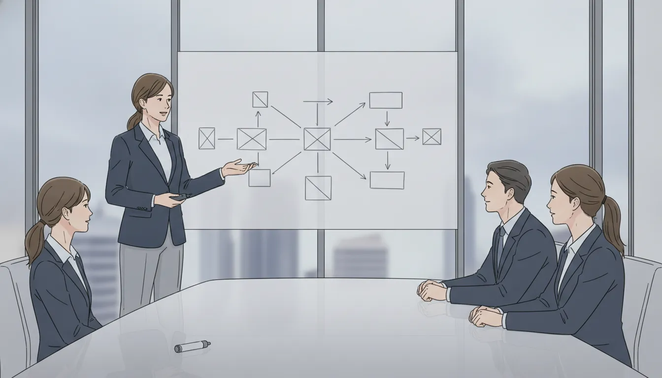 Project manager presenting a Salesforce implementation roadmap to a delivery team