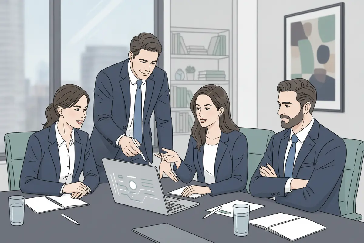 Leadership team reviewing a Salesforce governance plan
