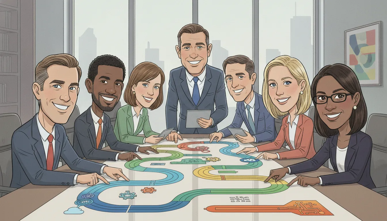 Mid-market leaders reviewing a phased Salesforce roadmap