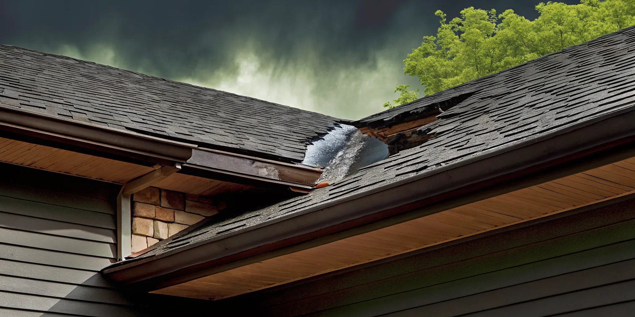 Southwest Colorado home with asphalt shingle roof showing hail impact damage against a mountain backdrop