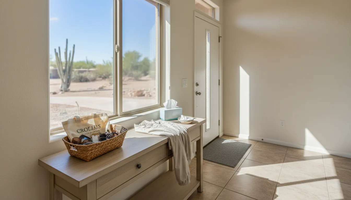 Entryway routine for reducing seasonal allergies in Arizona exposure after outdoor time