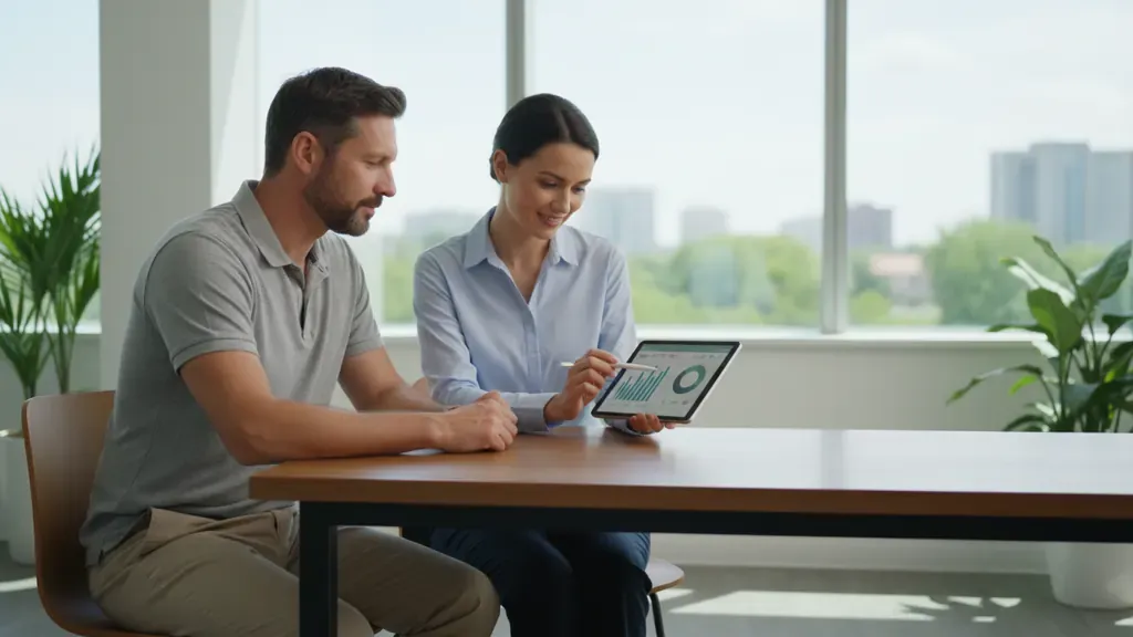 Physician reviewing a chronic pain management without surgery care plan with a patient