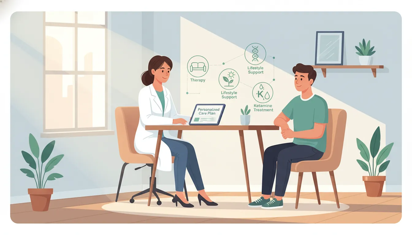 Depression treatment options care plan with therapy lifestyle and physician-led support