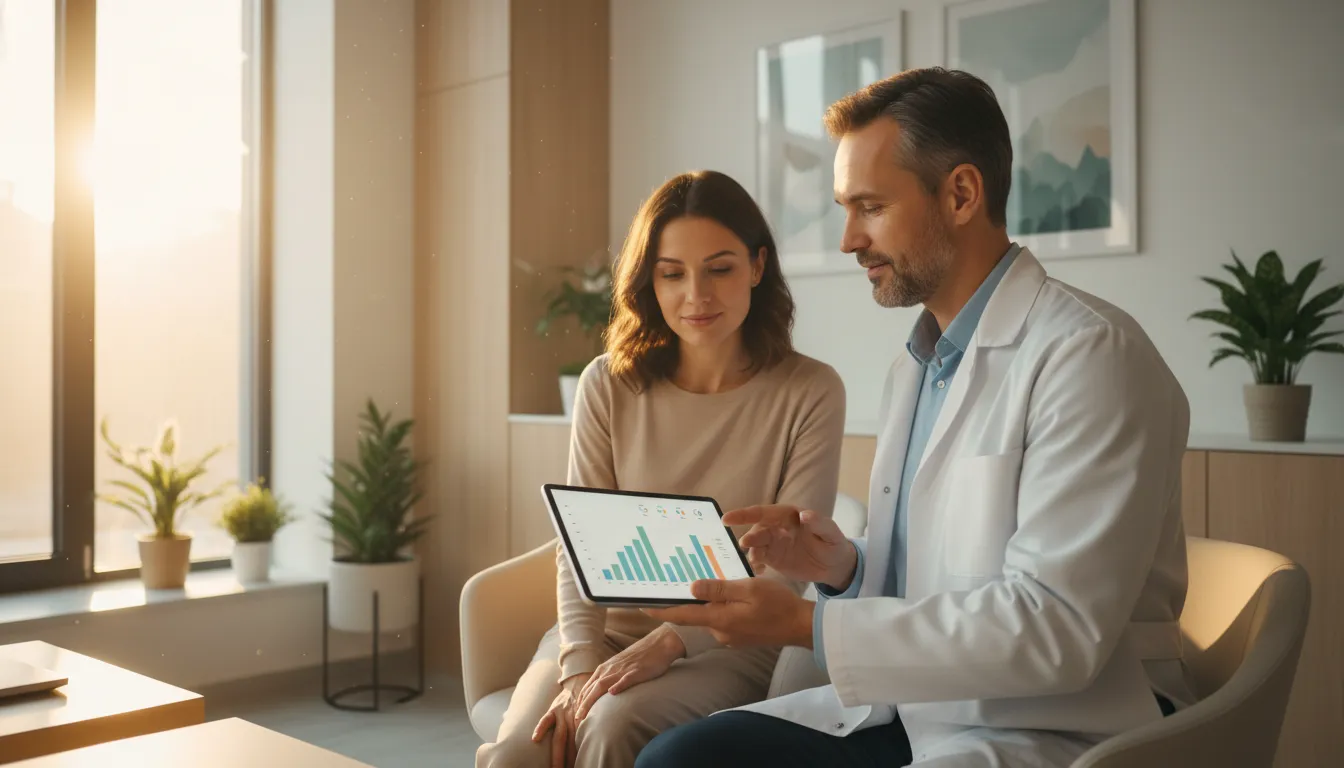 NuGen Medicine physician reviewing lab results with a patient