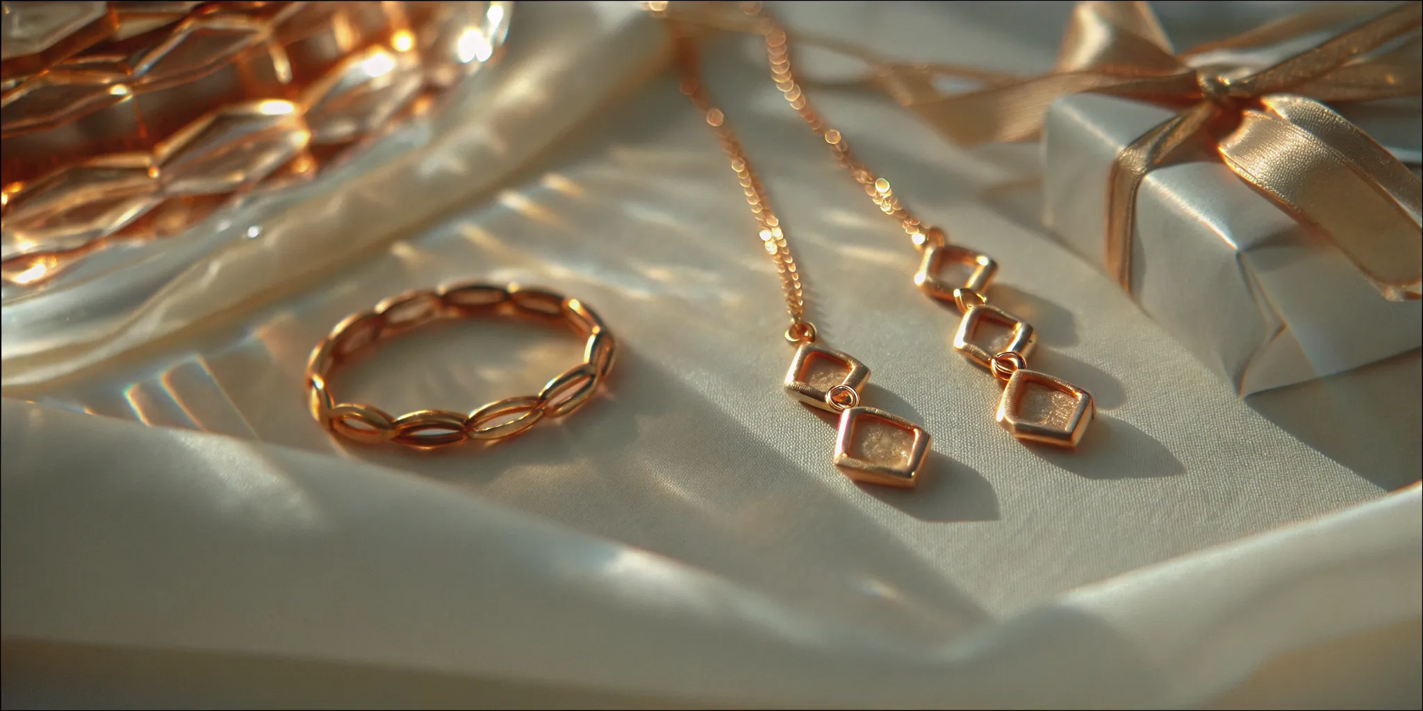 Gold necklace and bracelet for a fine jewelry anniversary gift