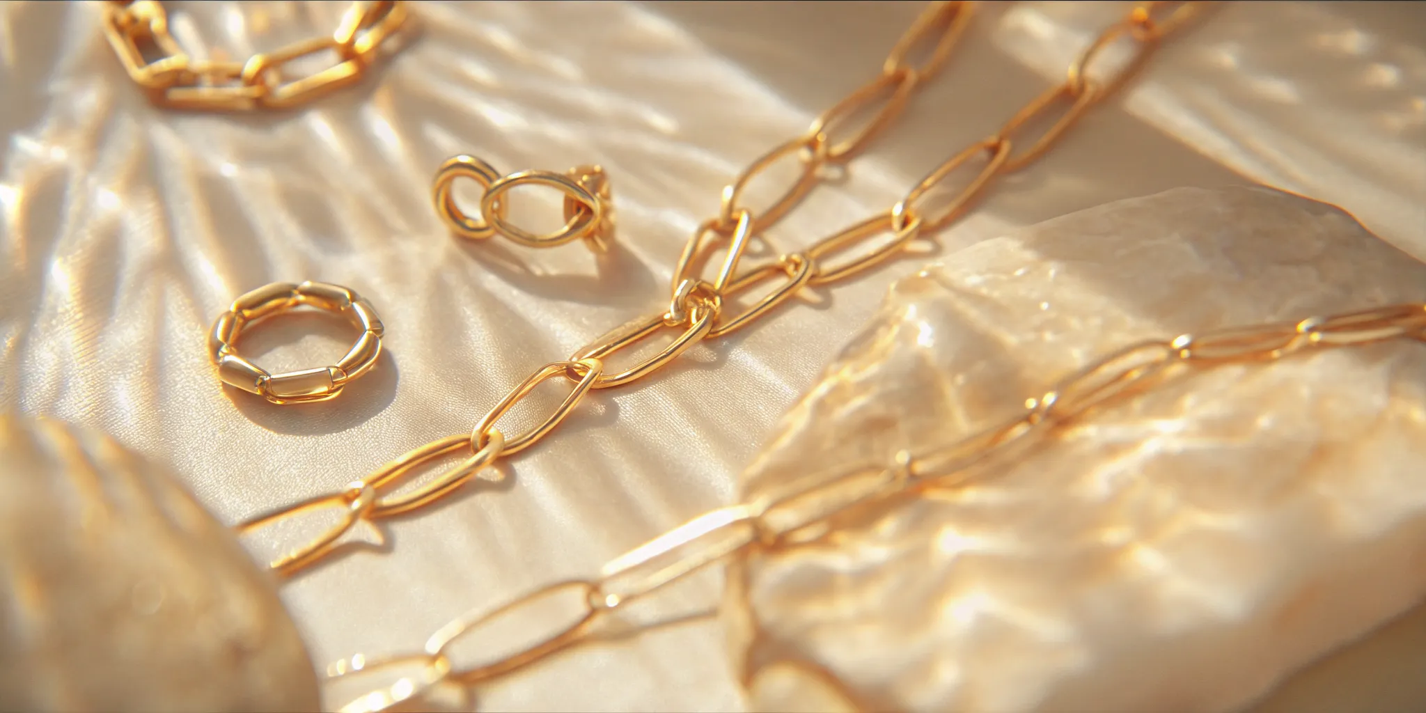 Yellow gold jewelry illustrating 14K vs 18K gold jewelry color tones