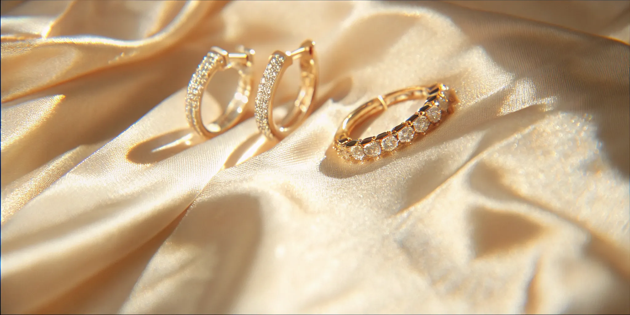 Diamond stud earrings and huggie hoops styled for everyday wear