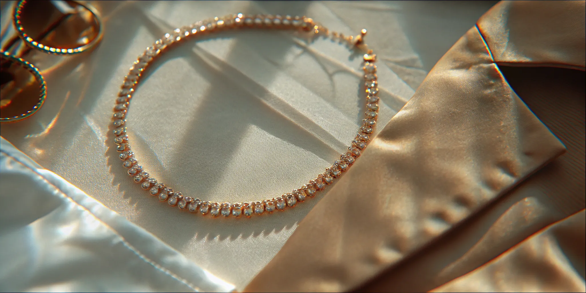 Diamond choker necklace styled over a silk blouse with a blazer for everyday luxury