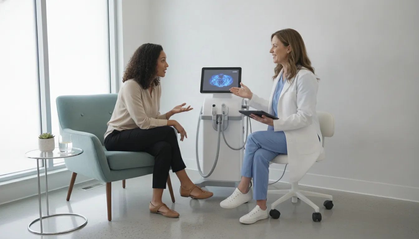 Provider discussing Aerolase for acne during a consultation