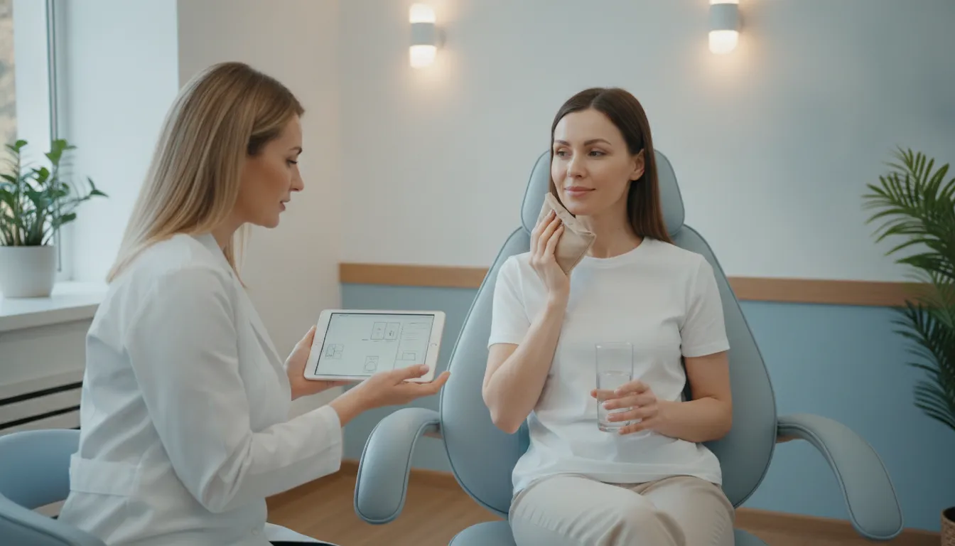 Provider reviewing dermal filler aftercare with a patient