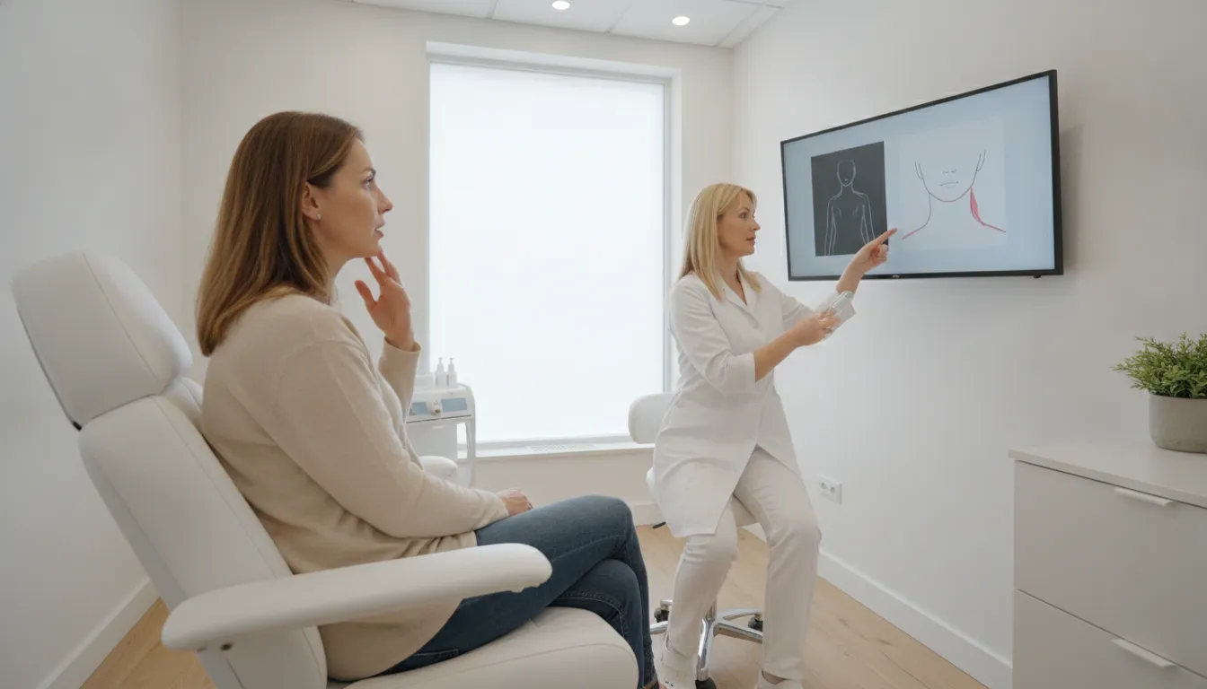 Consultation for non-surgical chin fat removal at a medspa