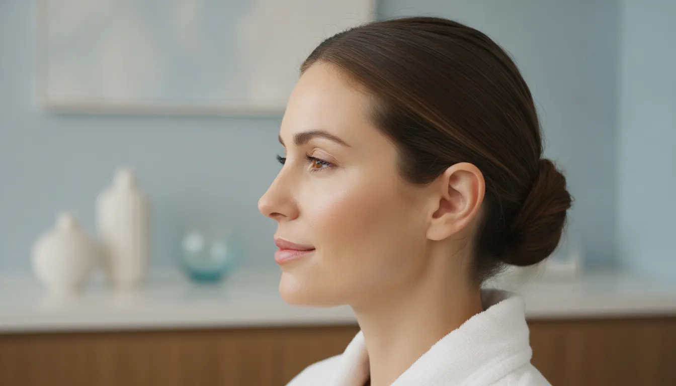 Profile showing the gradual goal of non-surgical chin fat removal