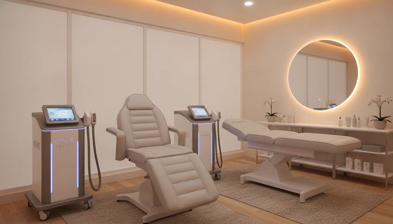 LightRx clinic treatment room with Venus Bliss and Venus Legacy body contouring technology