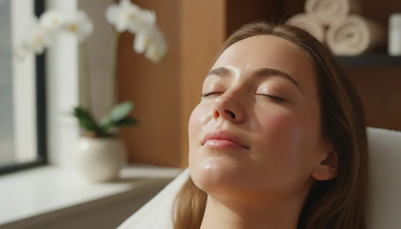 Hydrated glowing skin after a professional facial