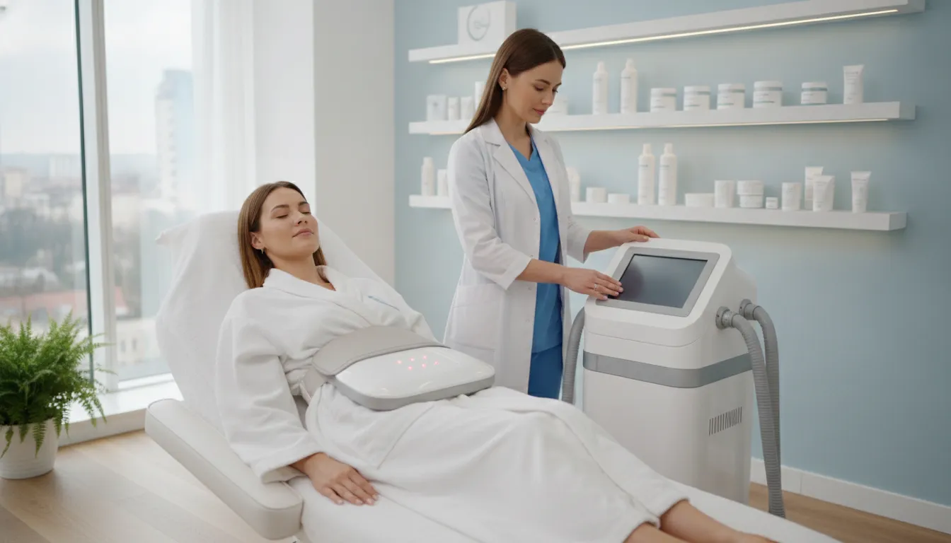 Relaxed patient during a comfortable non-surgical body contouring treatment in a modern LightRx clinic