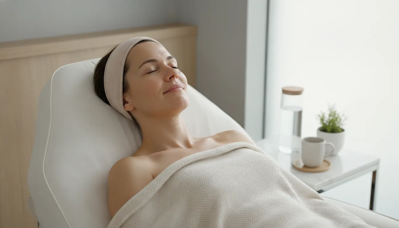 Woman resting comfortably during early Sofwave aftercare