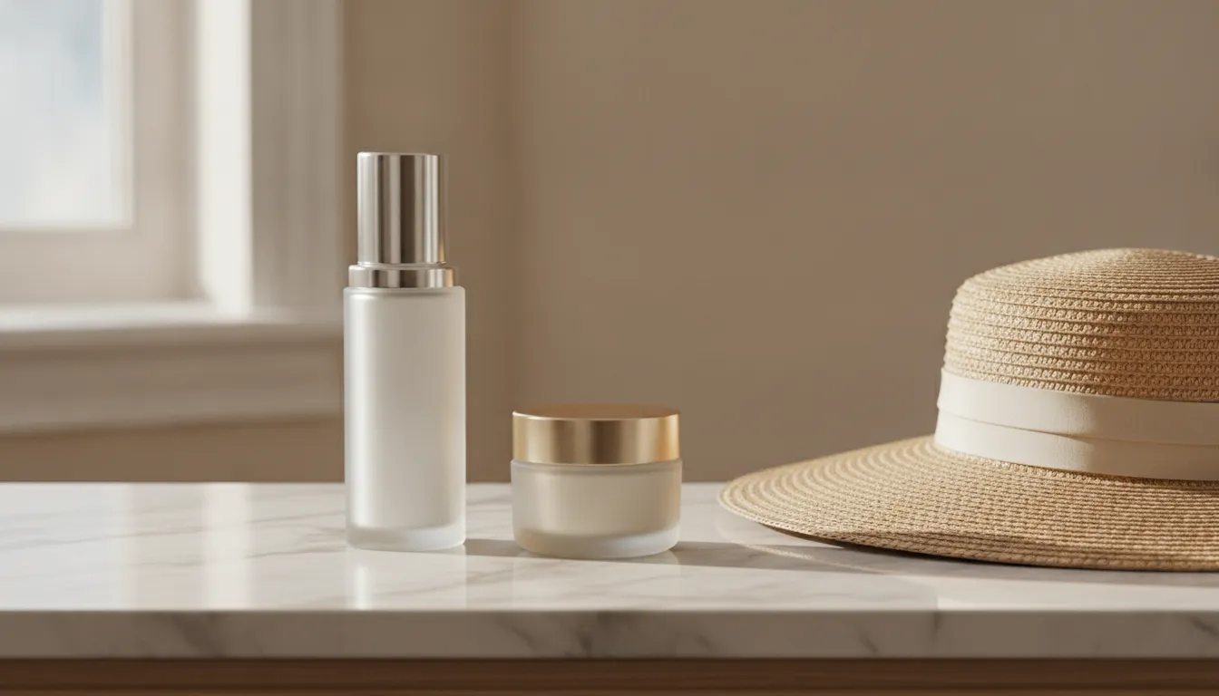 Sunscreen moisturizer and sun hat for Sofwave aftercare