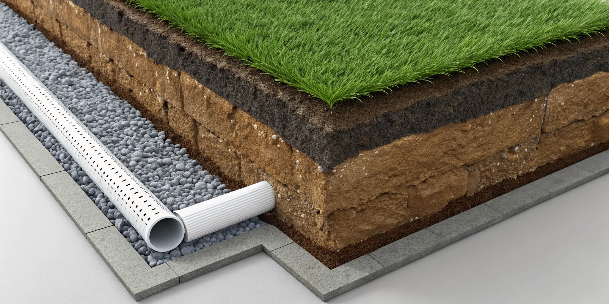 French drain installation showing the pipe and gravel that influence the final project cost.